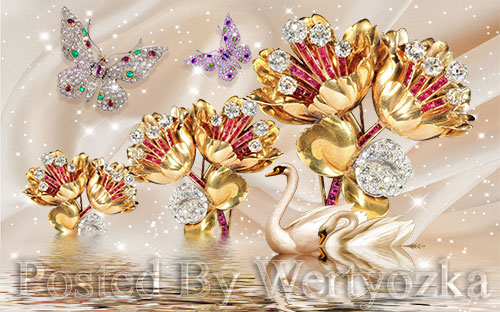 3D psd models beautiful swan flower jewelry wall