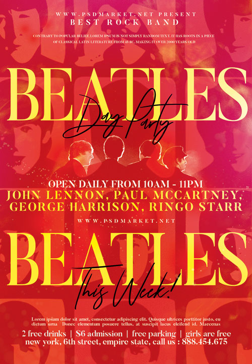 Beatles event party - Premium flyer psd template