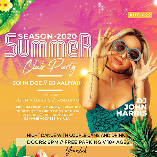 Summer Club Party - Premium flyer psd template