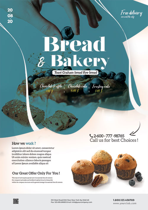 Bakery & Cupcake  - Premium flyer psd template